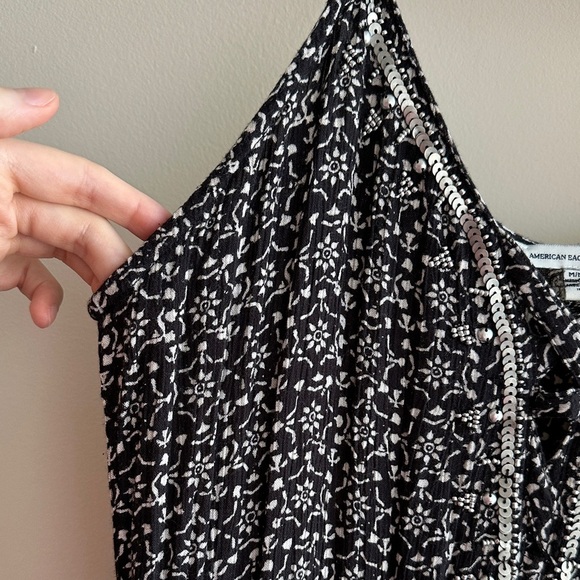 American Eagle Outfitters Black and White Silver Jumpsuit, Sequins, Size Medium - Picture 11 of 16